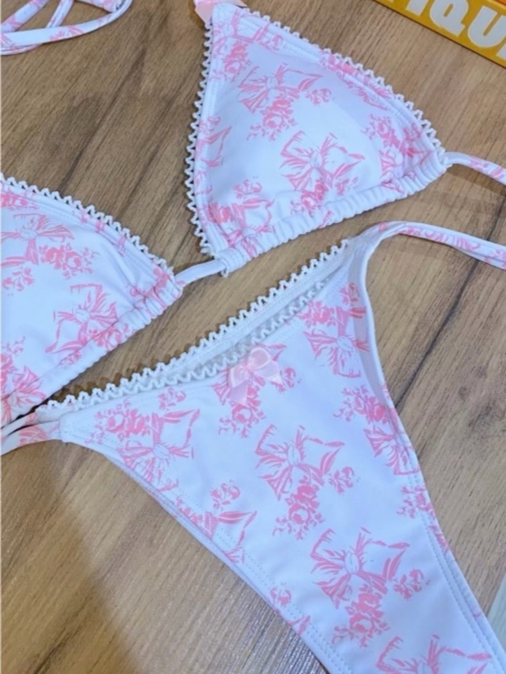 White & Pink Floral Triangle Bikini Set - Women Intimates & Sleepwear